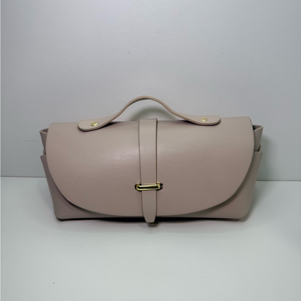 Elegant Bone Colored Women's Clutch with Top Handle